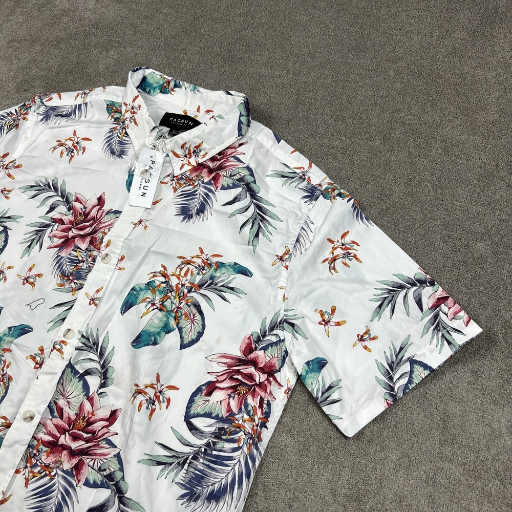 NEW PacSun Shirt Mens Large Hawaiian Button Up Floral Beach Aloha Preppy Sun